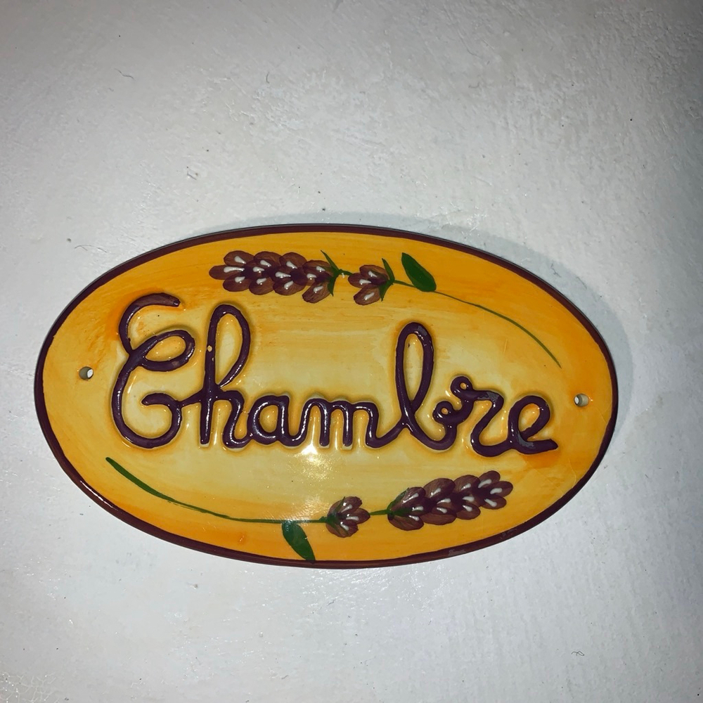 Unbranded Decor Yellow Purple "Chambre" Oval door Plaque One Size